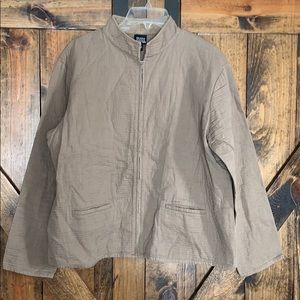 Eileen fisher light brown zip up jacket!